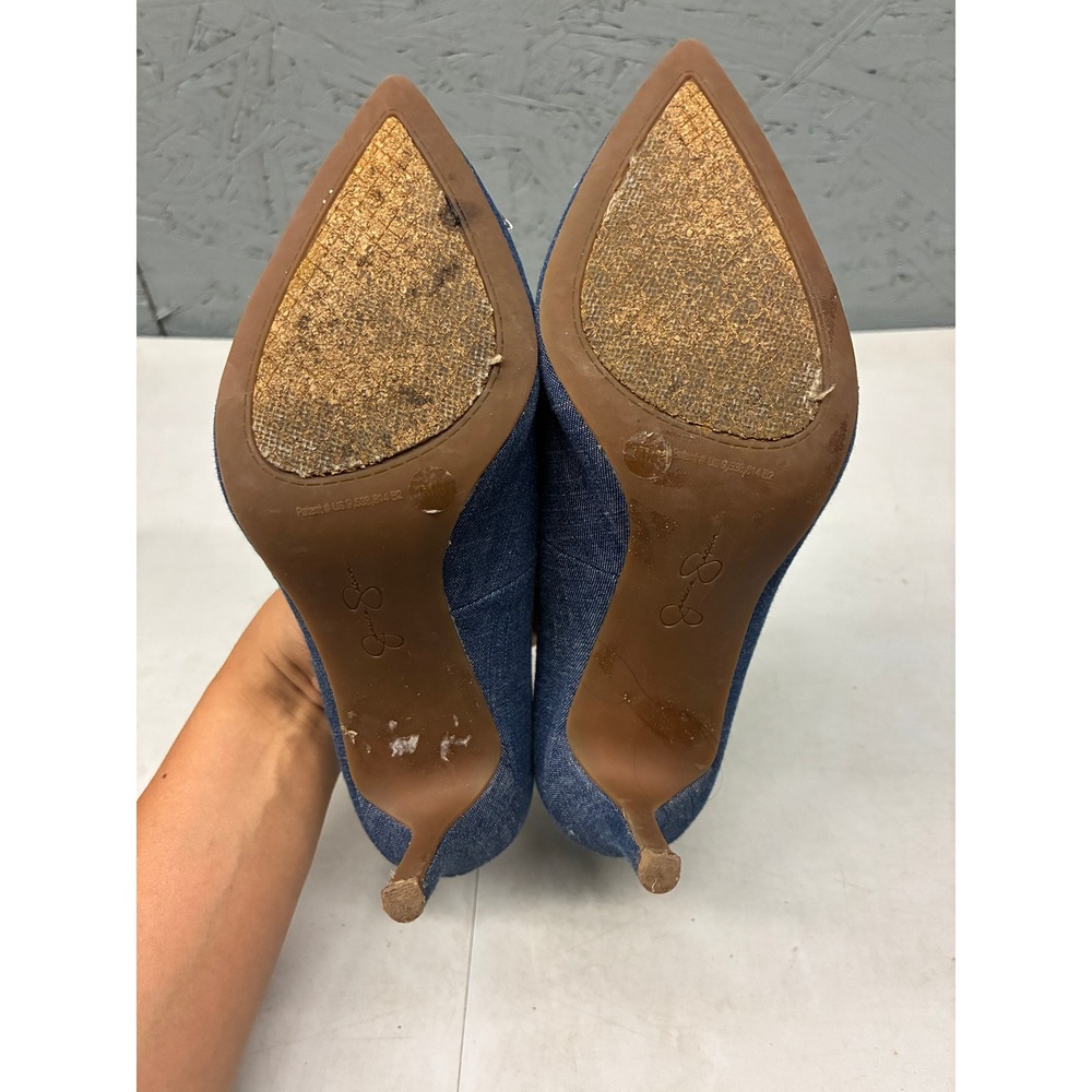 Jessica Simpson Womens Size 7M Denim Rhinestone Crystal Pointed Pump Heels Blue - Picture 10 of 13
